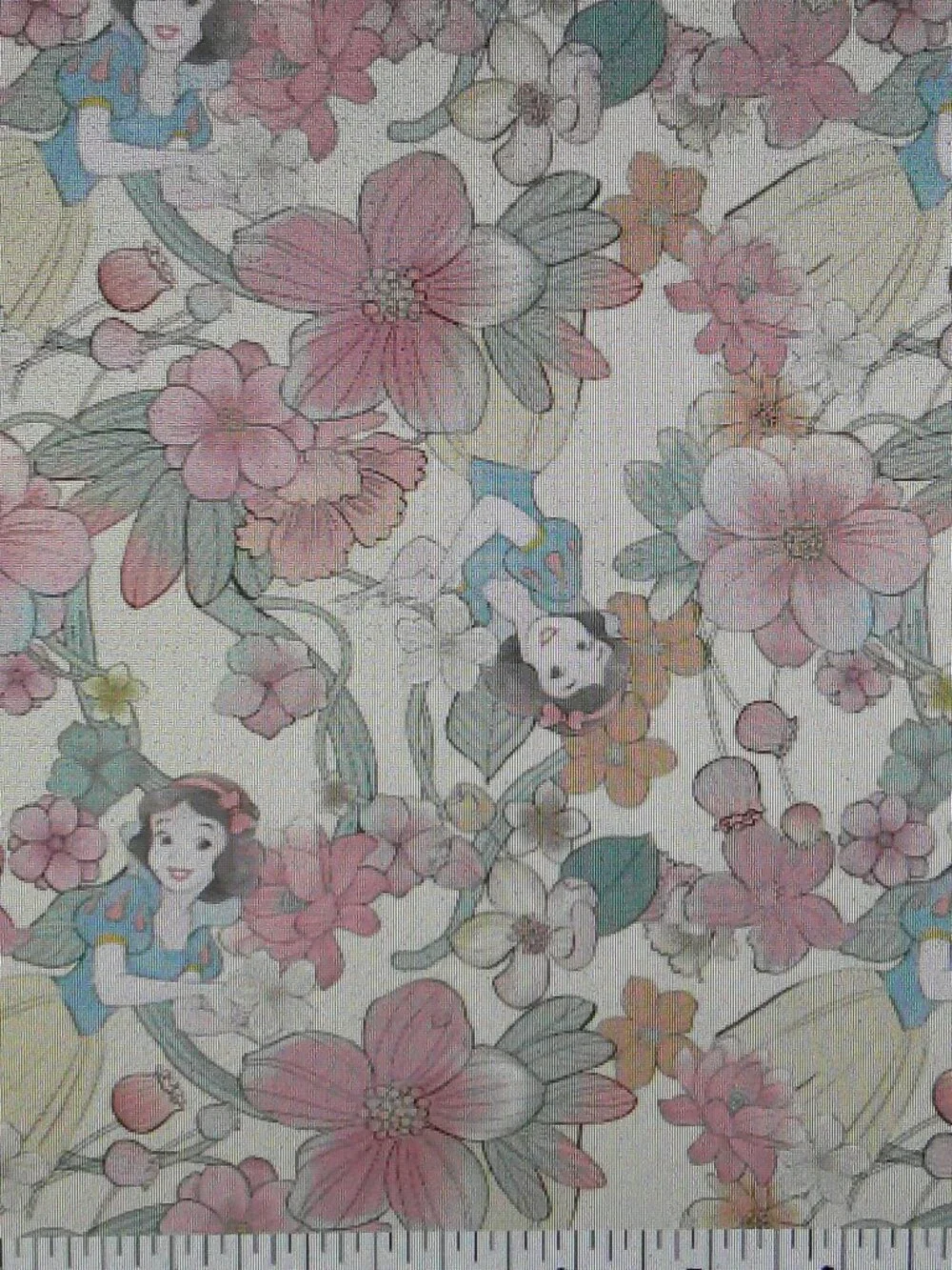 Classic SNOW WHITE with FLOWERS on a YELLOW background Handmade Pillowcase